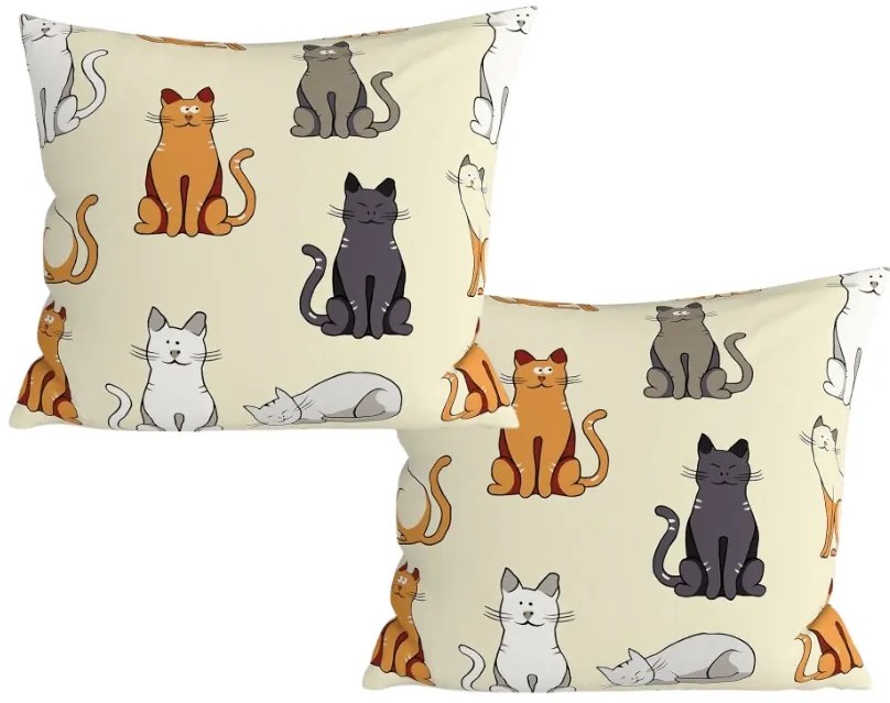 Zestaw 2 szt. dekoracyjnych poszewek na poduszkę COLORED CATS BLEND 45x45 cm, kremowa