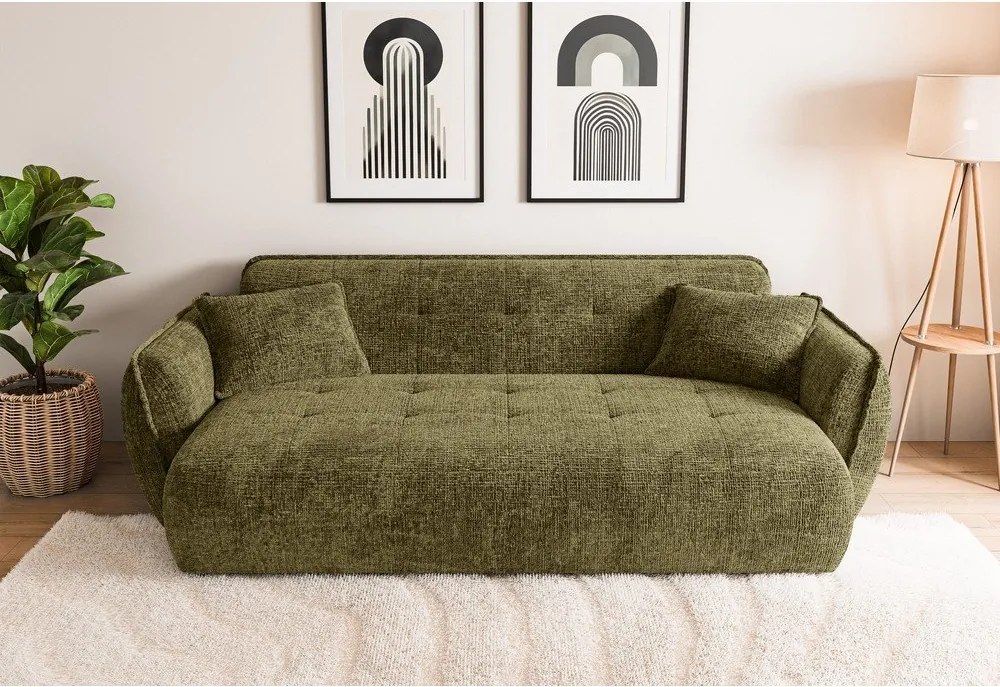 Zielona sofa z tkaniny szenilowej 250 cm Nelia Big – Ropez