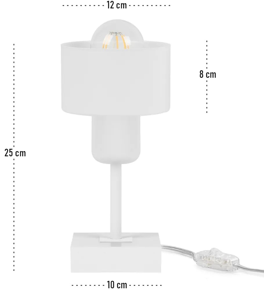 Biała lampka nocna stołowa DTI-WE10x10WE buk 1xE27