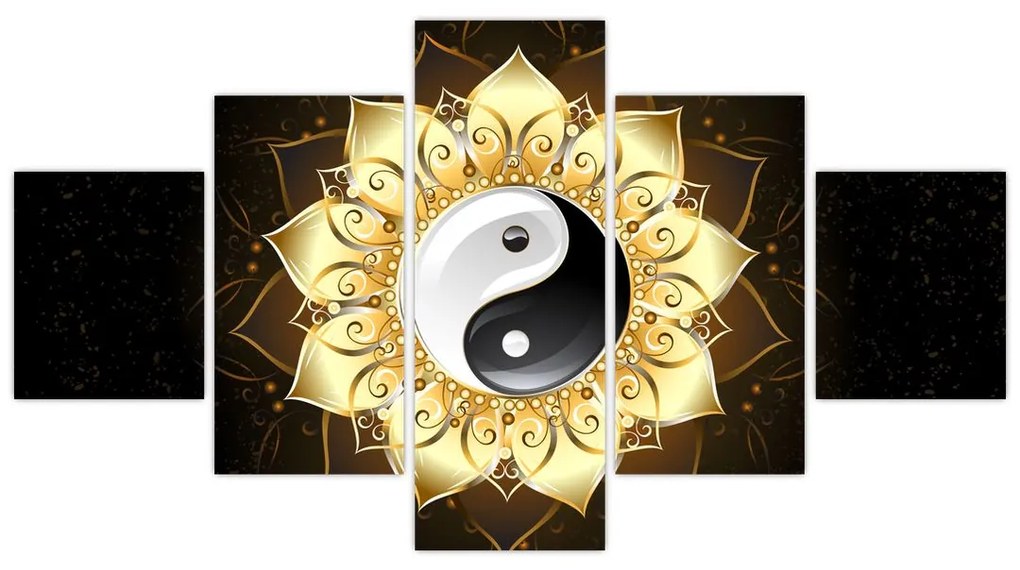Obraz - Złoty Yin-Yang (125x70 cm)
