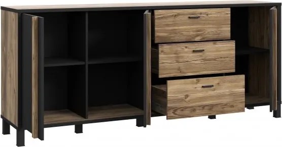 Trzydrzwiowa komoda industrialna z 3 szufladami Hayato 241