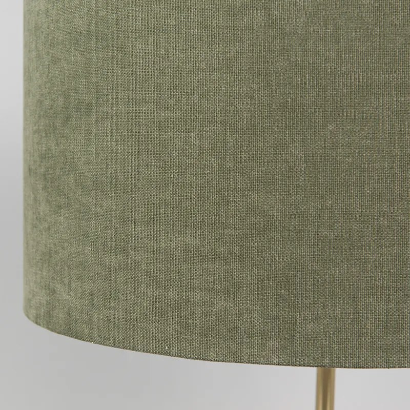 Lampa stołowa mosiądz z zielonym abażurem 35 cm - Kaso Nowoczesny Oswietlenie wewnetrzne
