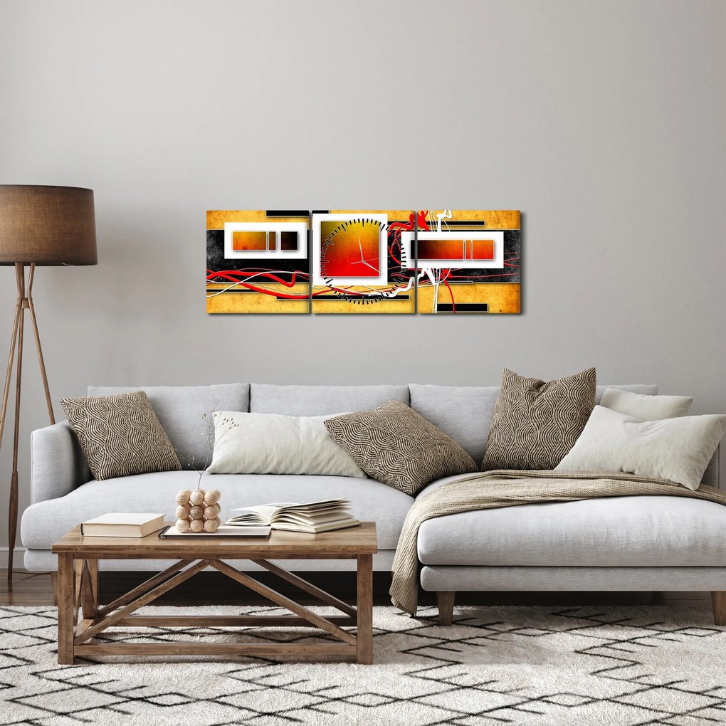 Obraz - Abstrakcja (z zegarem) (90x30 cm)