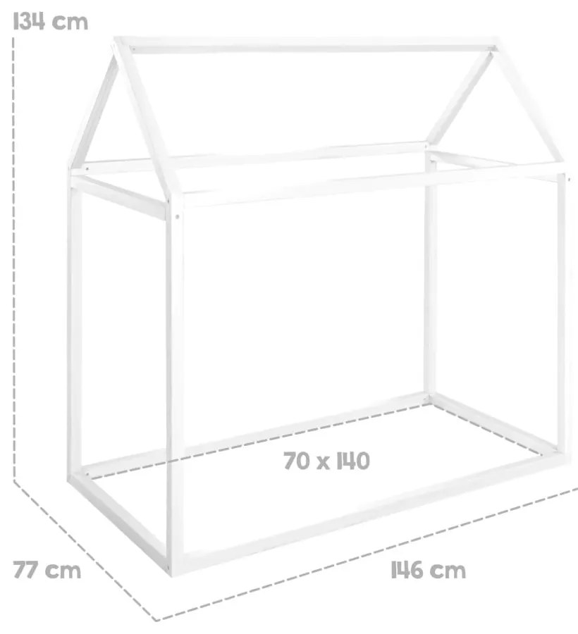 Białe łóżko dziecięce w kształcie domku 70x140 cm Montessori – Roba