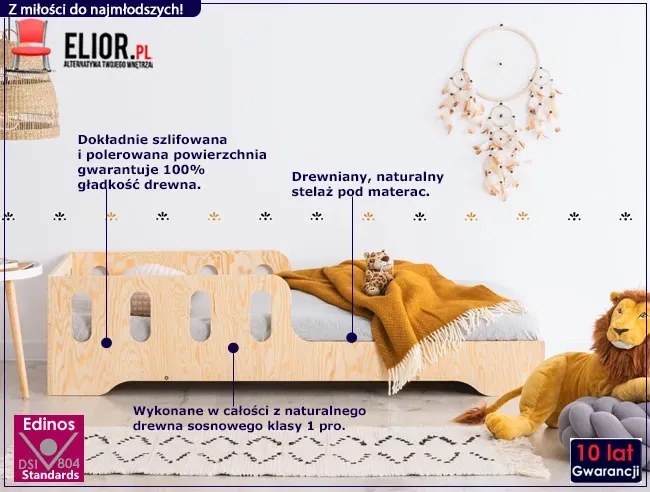 Drewniane pojedyncze łóżko dziecięce 16 rozmiarów F2-K70