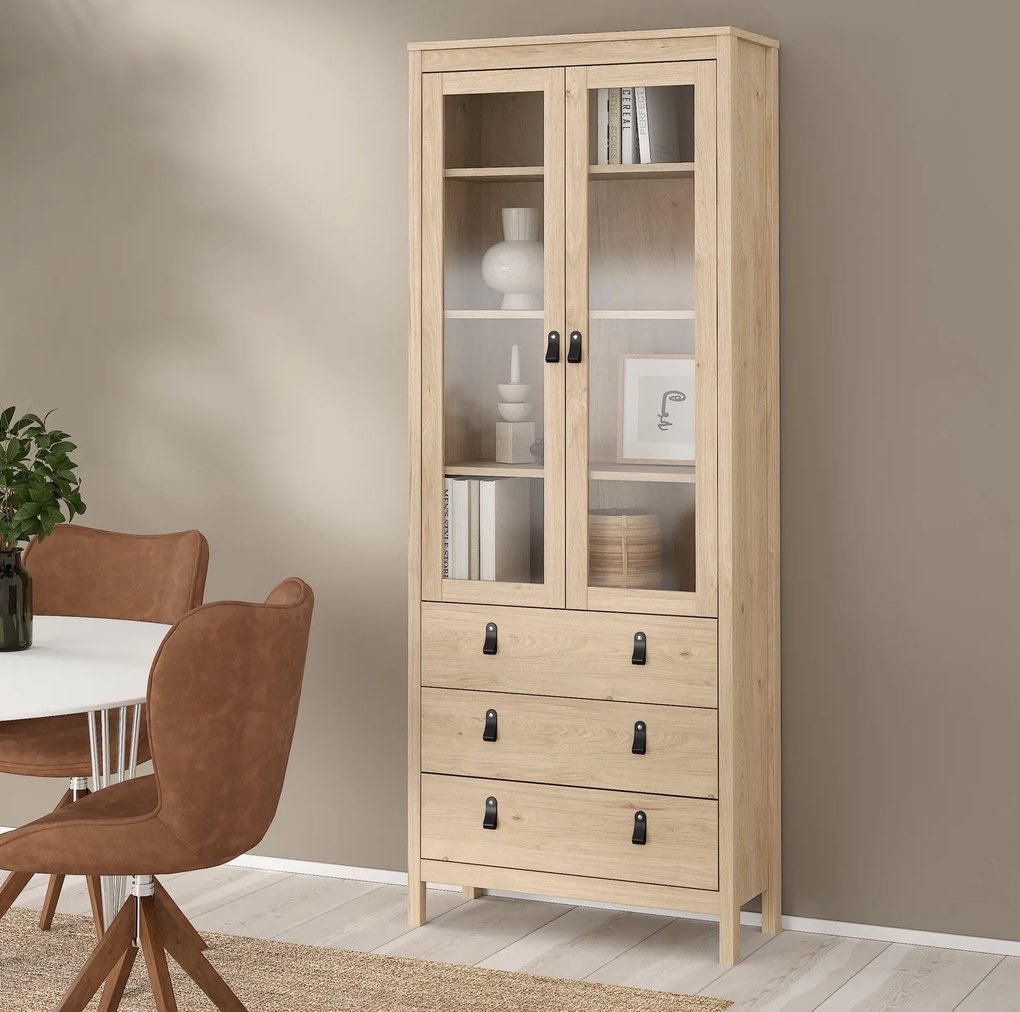 Dwudrzwiowa witryna z szufladami Madrid, jackson hickory