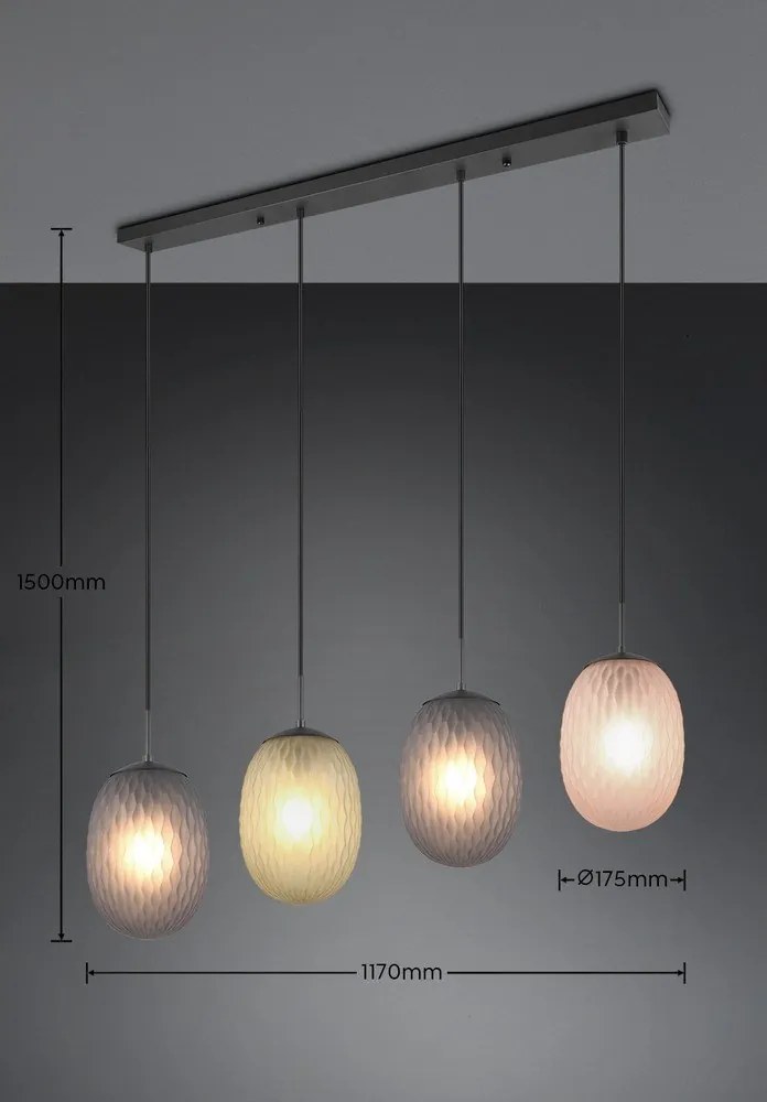 Lampa wisząca w kolorze matowej czerni ze szklanym kloszem Facette – Trio