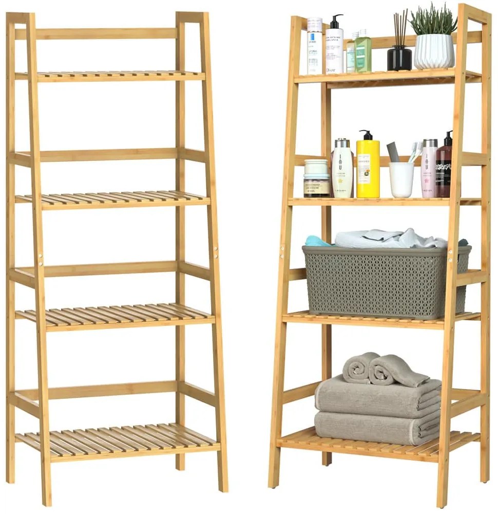 Regał bambusowy ZOJA, 4 półki, 48x32x123cm, brąz Casaria