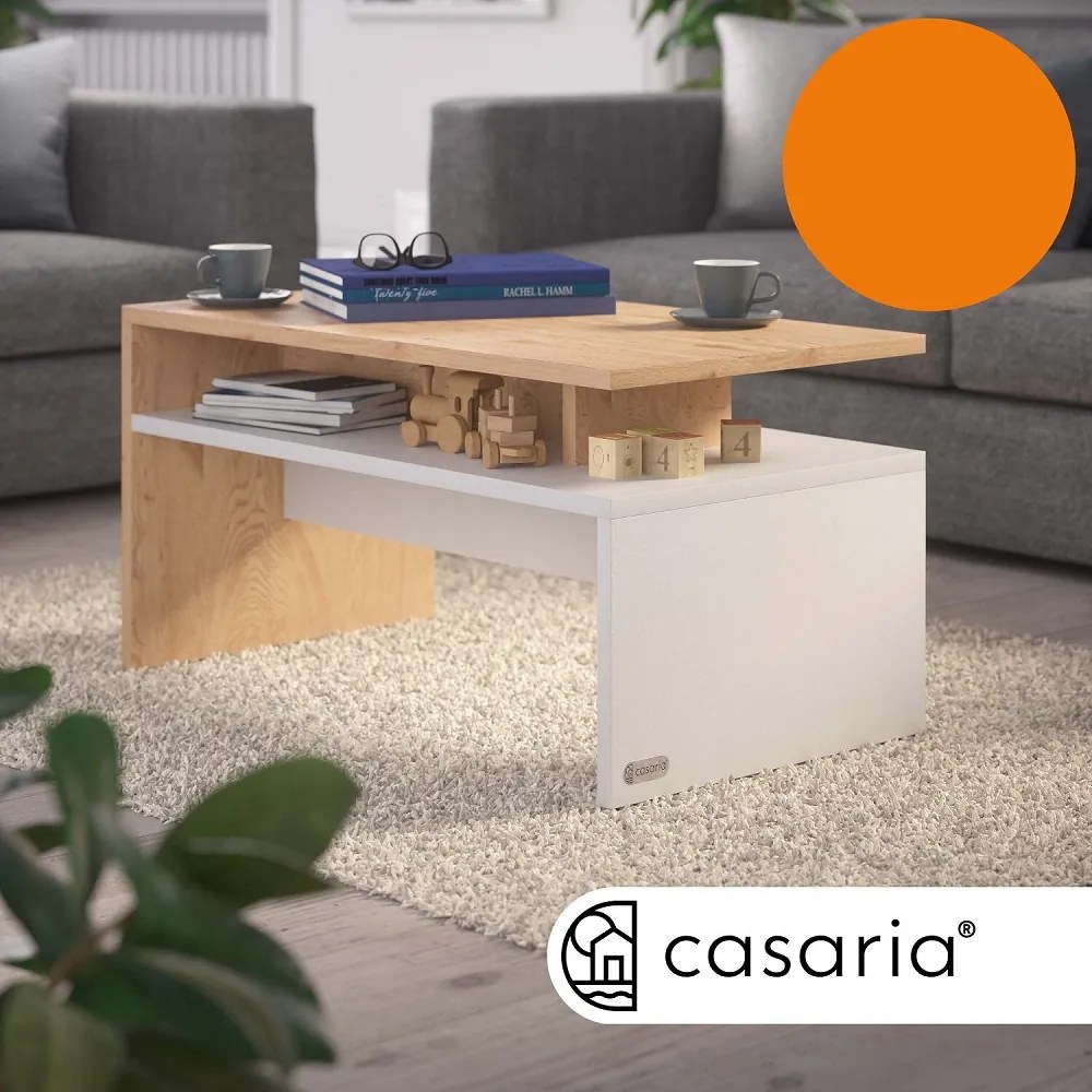 Casaria Stolik konferencyjny SACRAMENTO, 95x55x50cm, biała/brązowa