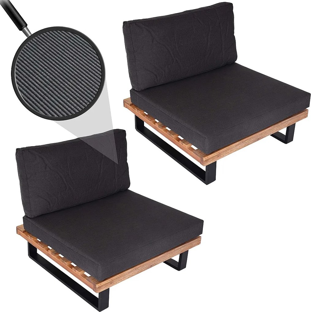 Fotel wypoczynkowy MCW-H54 (zestaw 2 szt.),  jasnobrązowe, tapicerka ciemnoszara