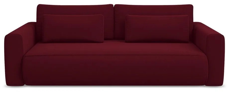 Bordowa aksamitna rozkładana/ze schowkiem sofa 238 cm Kapua – Makamii