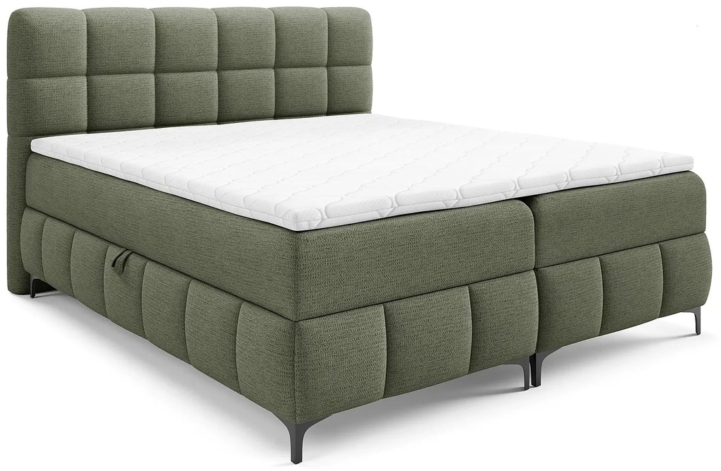 Zielone pikowane łóżko z pojemnikiem 5 rozmiarów C3-L52