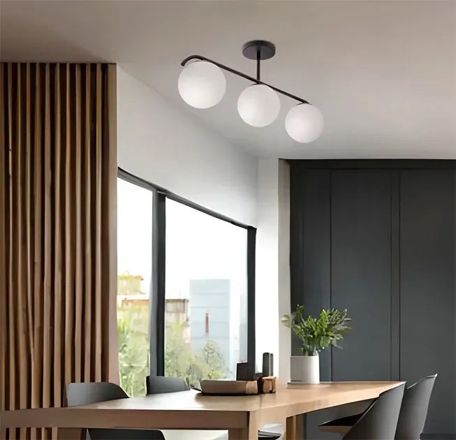 Czarna lampa sufitowa ze szklanymi kloszami S8-G11