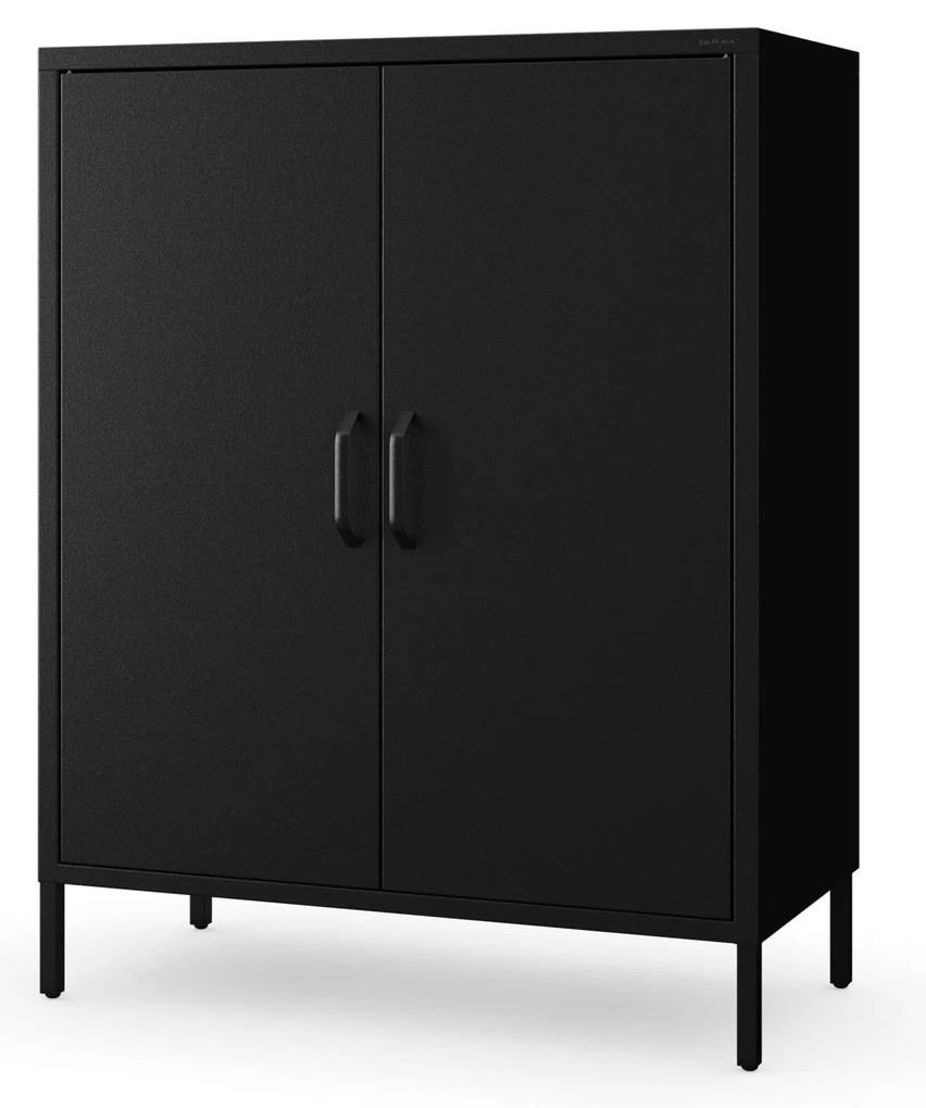 Szafka metalowa niska na nóżkach z półkami czarna, 800x1015x400 mm: VITO Modern