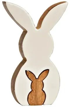 Drewniany wielkanocny zajączek HOPPYDUO zestaw 2 sztuki, 20 cm, biały