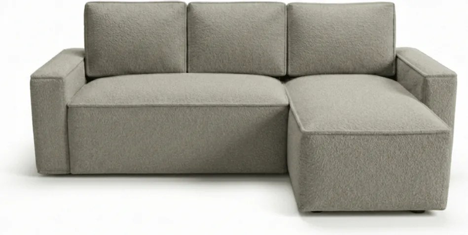 Rozkładana narożna sofa SMART BOUCLE 232x143 cm, szarobeżowa, uniwersalna