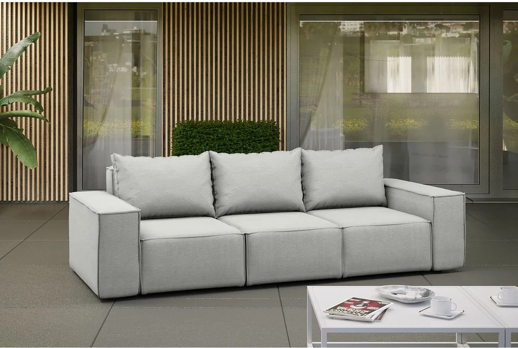 Sofa ogrodowa Garden, 3-osobowa, tkanina Article 231, popiel jasny (03)