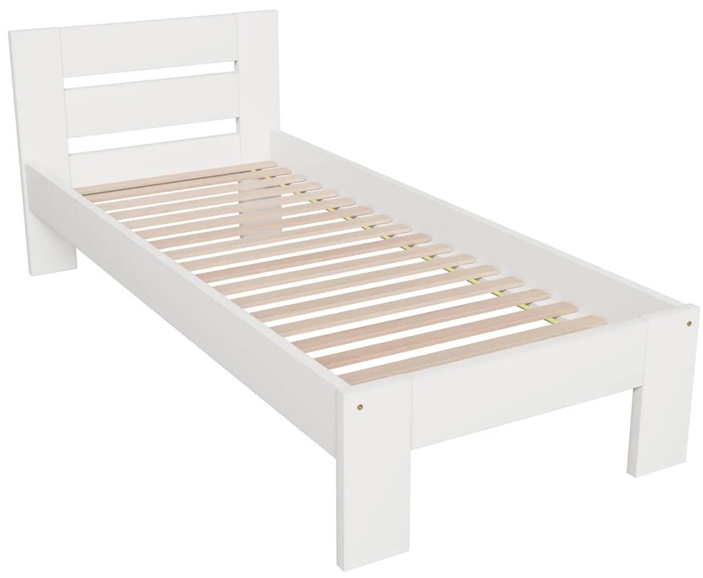 Łóżko drewniane białe ze stelażem 90x200 MATILDA 98/205/87 cm
