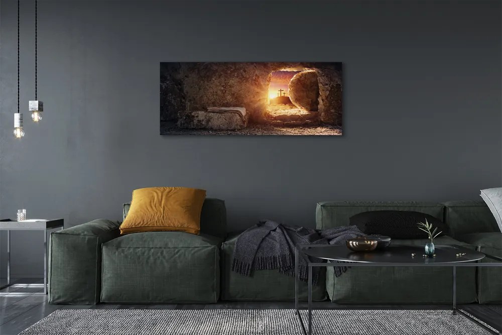 Duży obraz na płótnie Jaskinia, Krzyże i Słońce