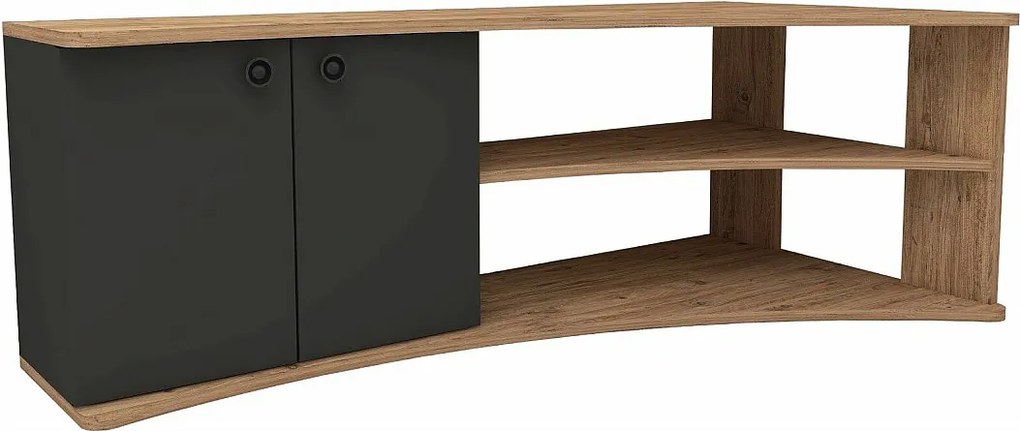 Stojak pod telewizor – 135 x 67,7 x 48,6 cm – Sosna atlantycka i antracyt – Płyta wiórowa pokryta melaminą