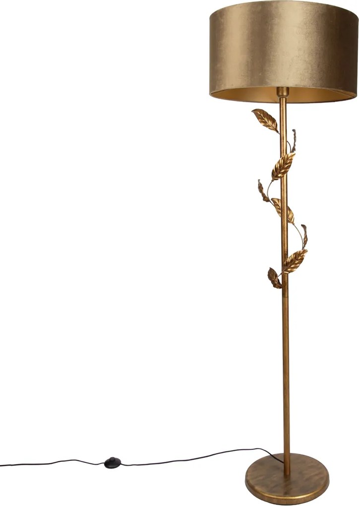 Lampa podłogowa złota z brązowym kloszem i złotym wnętrzem 50 cm - Linden