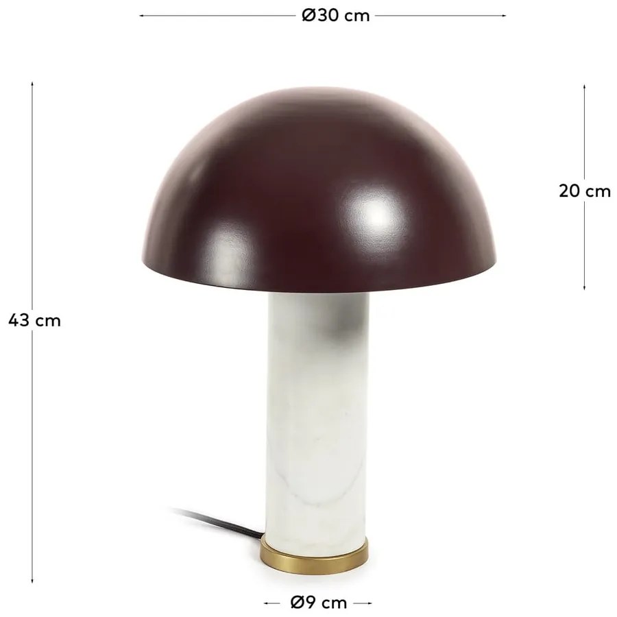 Biała/ciemnobrązowa marmurowa lampa stołowa z metalowym kloszem (wysokość 43 cm) Zorione – Kave Home