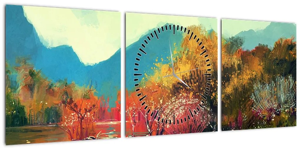Obraz - Kolory jesieni (z zegarem) (90x30 cm)