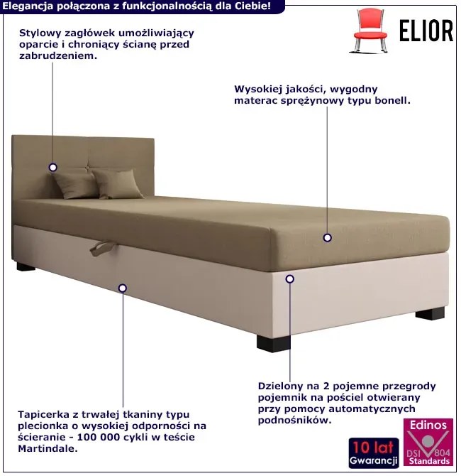 Tapczan z zagłówkiem jasny brąz + ecru E5-L18