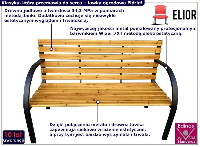 Klasyczna ławka ogrodowa z drewna jodłowego - Kovis