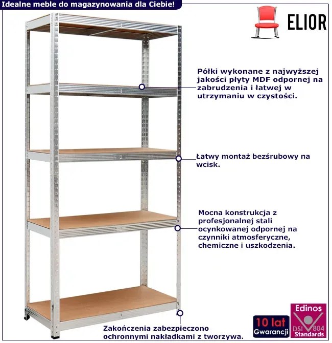 Metalowy do piwnicy regał 150 cm A5-L32