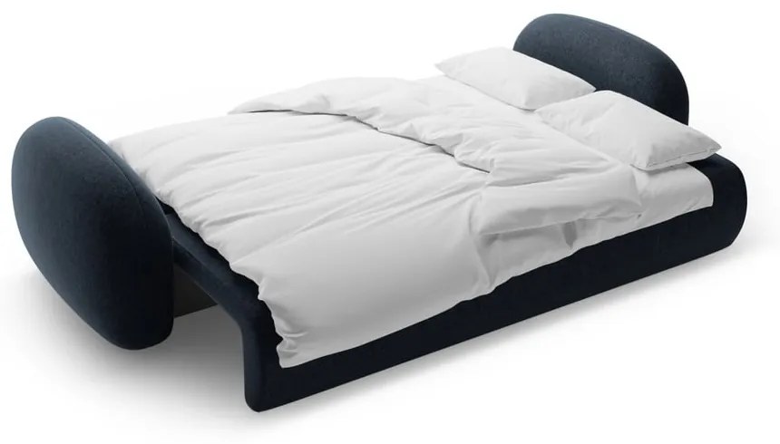 Ciemnoniebieska rozkładana/ze schowkiem sofa z tkaniny szenilowej 262 cm Tonale – Cosmopolitan Design
