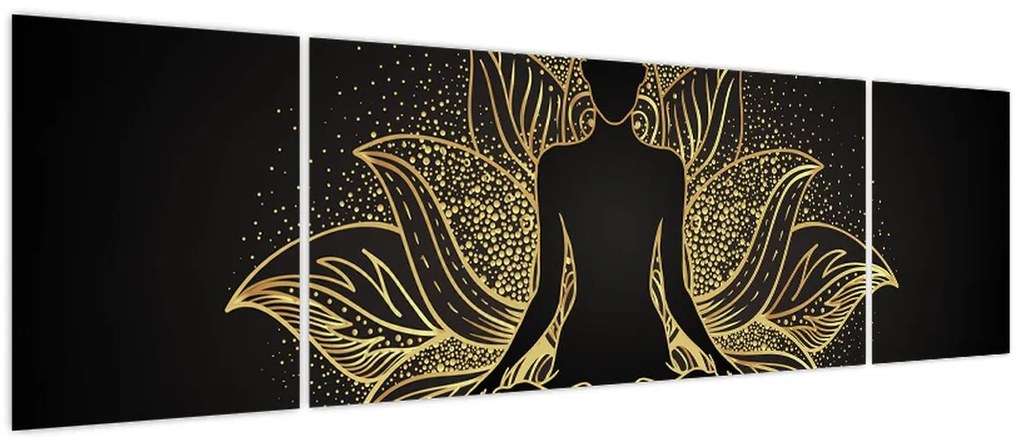 Obraz sylwetki w kwiecie lotosu (170x50 cm)