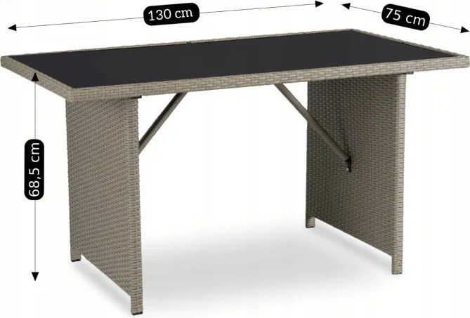 Zestaw Mebli Ogrodowych COLORADO Beżowy Sofa Pufy Stolik Tarasowy Technorattan Nowoczesny