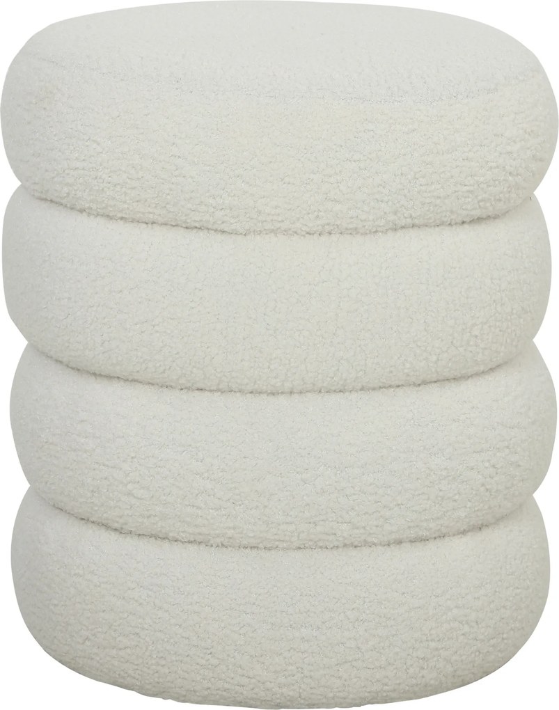 HOMCOM Puf, okrągły, Teddyfleece, do 120kg, Φ40x45H cm, biały | Aosom PL