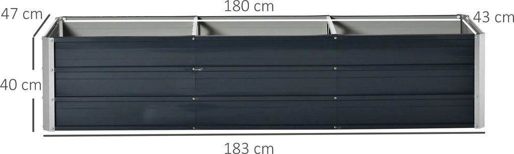 Outsunny podwyższona grządka ze stali, 183 cm x 47 cm x 40 cm