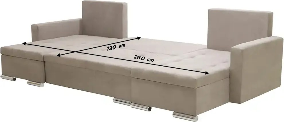 Narożnik U z funkcją spania FOLLER Szary