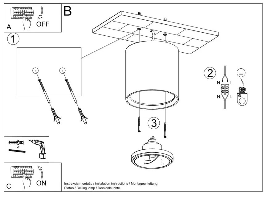 Biała lampa sufitowa ø 14,5 cm Roxa – Nice Lamps