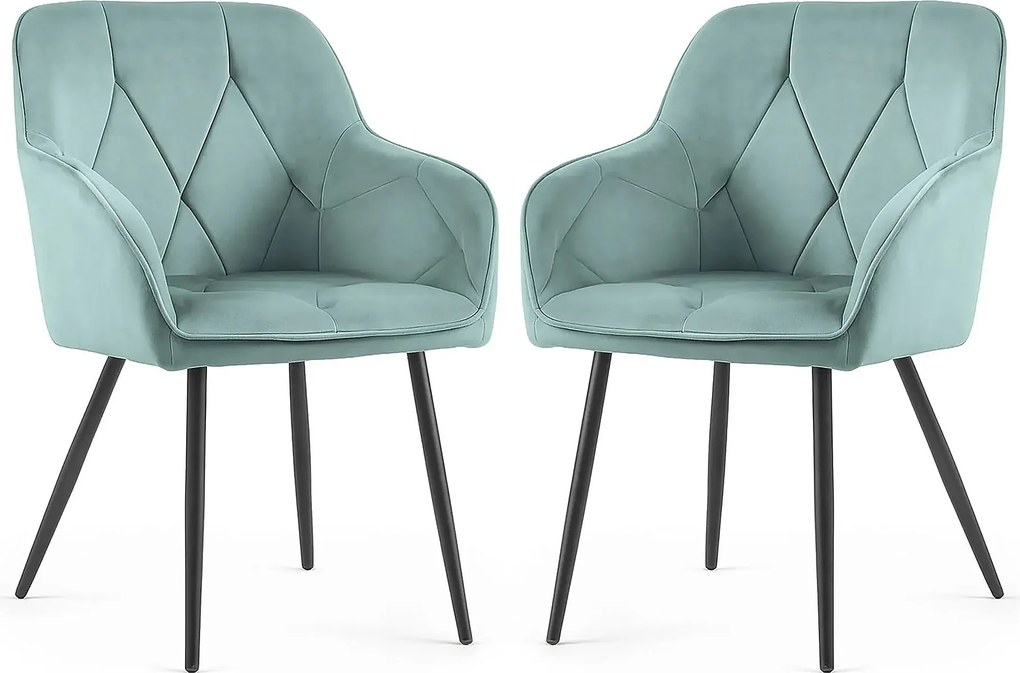 Zestaw 2 turkusowych krzeseł welurowych - Lorviano