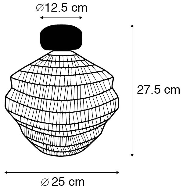Orientalna lampa sufitowa czarna 25 cm - Vadi