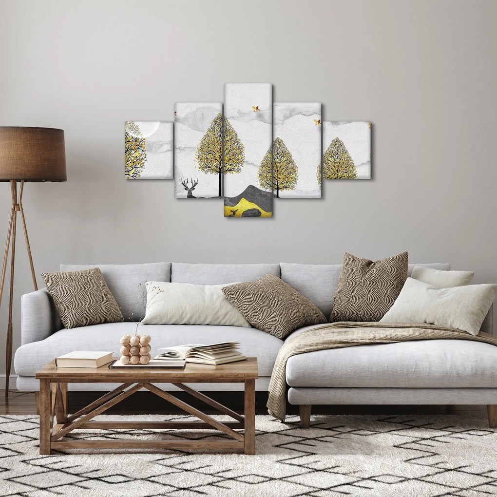 Obraz malowanych jeleni (125x70 cm)