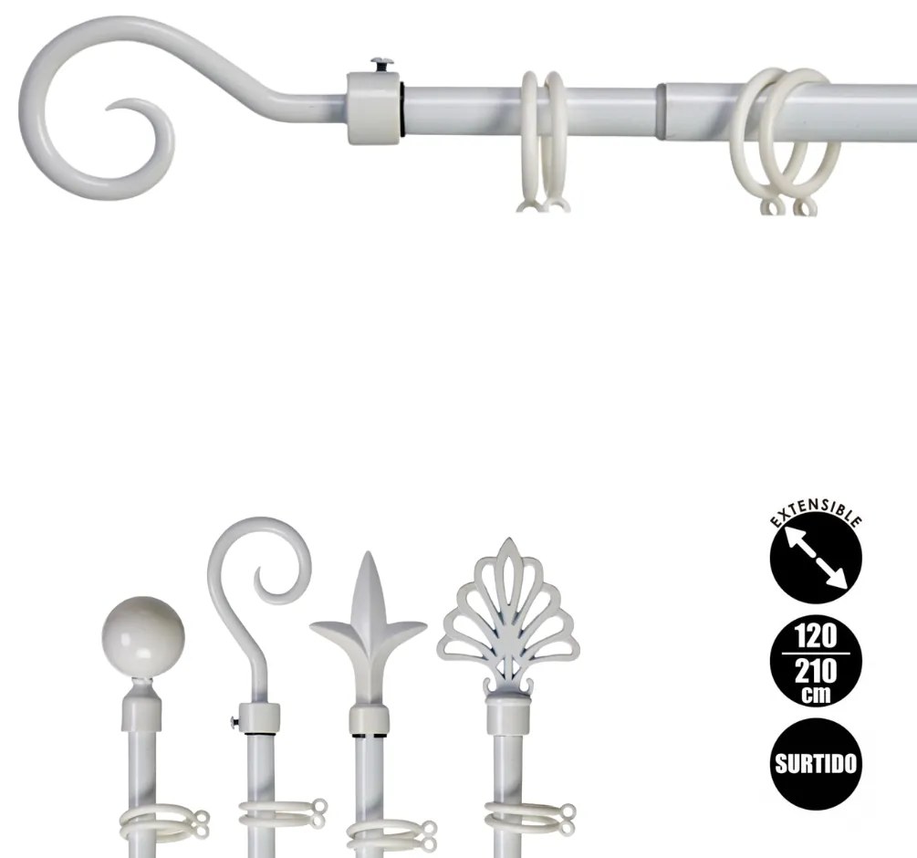 Biały metalowy karnisz VALANCE LOOP 120-210 cm