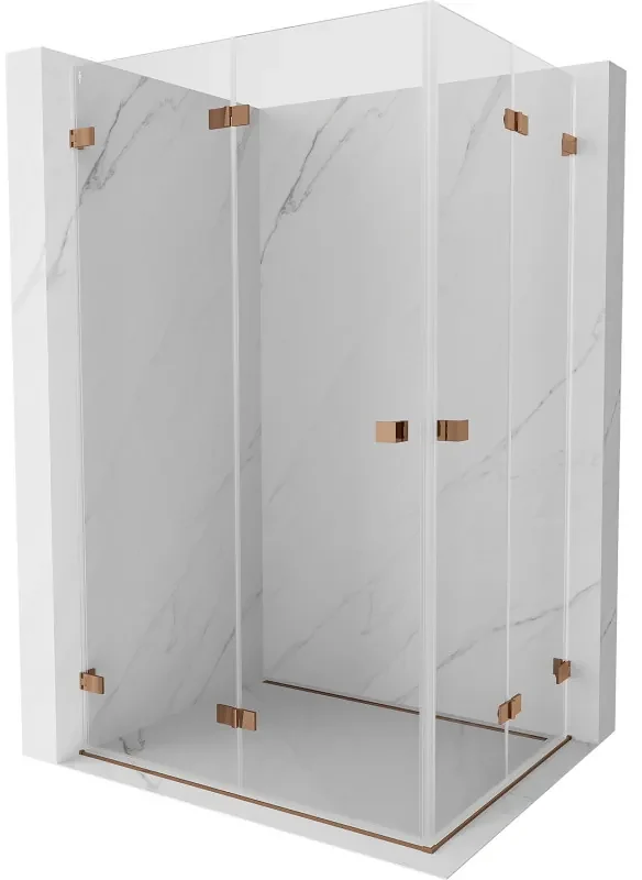 Mexen Lunar-F Duo kabina prysznicowa składana 100 x 85 cm, transparent, różowe złoto - 836-100L-085P-60-00