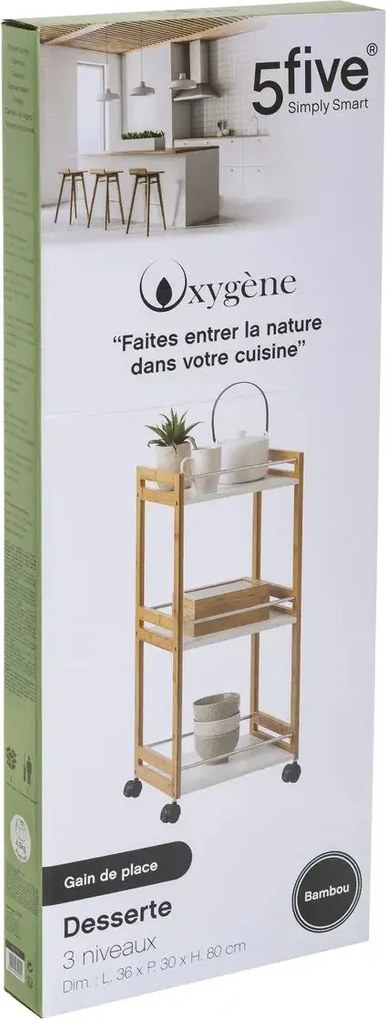 Regał kuchenny na kółkach, 30 x 36 x 80 cm, 3 poziomy