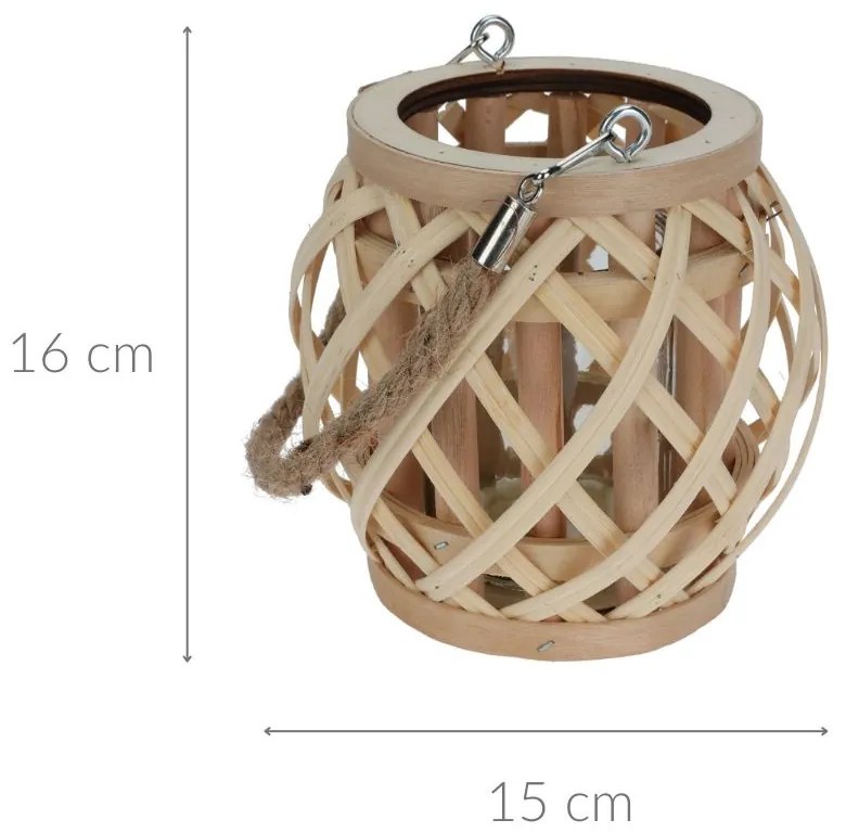 Bambusowy lampion z jutowych uchwytem, naturalny
