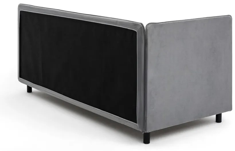 Szare tapicerowane łóżko jednoosobowe ze schowkiem i materacem 120x200 cm Avela – Bonami Selection