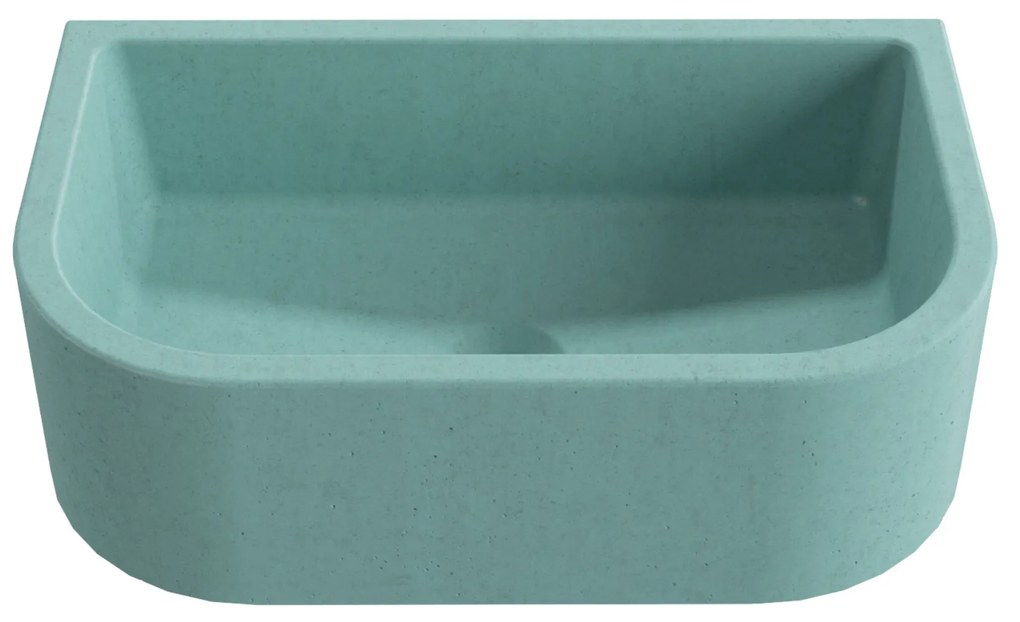 Umywalka betonowa półokrągła wisząca / nablatowa bez otworu na baterię 49 x 30 cm PALANGA | różne kolory : Kolor - Turkusowy, Typ montażu - podwieszana