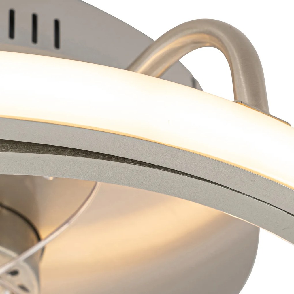 Stalowy Wentylator sufitowy z lampą 46,5 cm z pilotem i diodami LED - KeesDesignerski Oswietlenie wewnetrzne