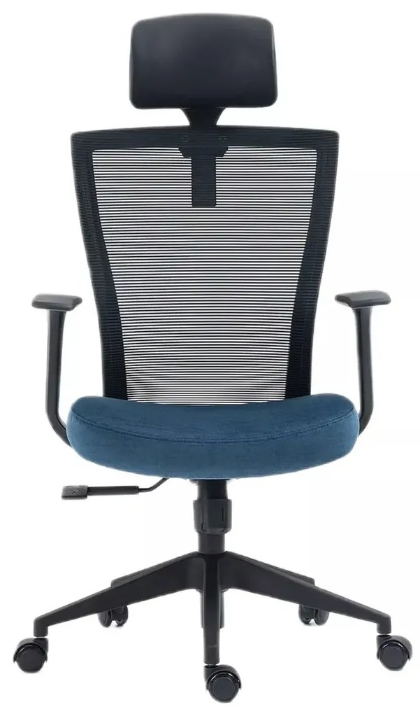 FOTEL OBROTOWY Q-328H CZARNY/NIEBIESKI SIGNAL