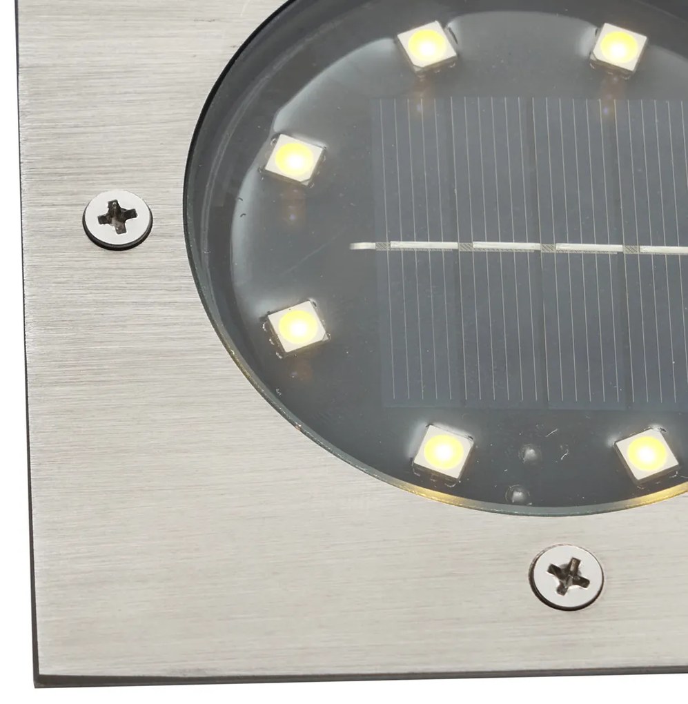 Zewnetrzna Zestaw 6 reflektorów gruntowych aluminiowych kwadratowych z LED IP65 solarnych - Terry Nowoczesny Oswietlenie zewnetrzne