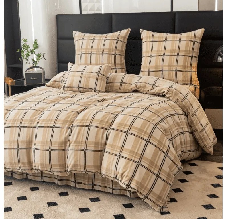 PrzytulneMieszkanie.pl PrzytulneMieszkanie.pl Pościel z mikropluszu PLAID kremowa Rozmiar pościeli: 2 szt 70 x 90 cm | 200 x 220 cm